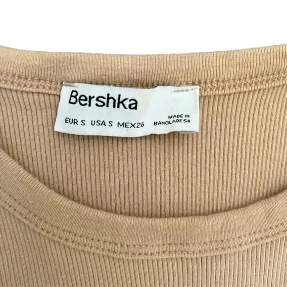 Bershka Ribbed Crop Tank Tops Bundle | Orange & Beige Knit Stretch Basics| Small - Picture 6 of 8